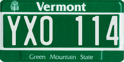 VT license plate YXO114