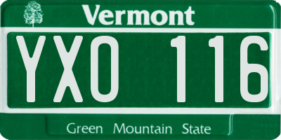 VT license plate YXO116