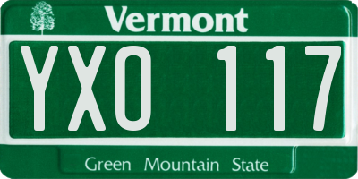 VT license plate YXO117
