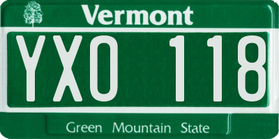 VT license plate YXO118