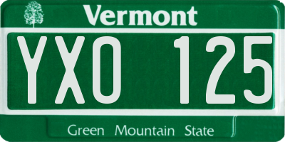 VT license plate YXO125