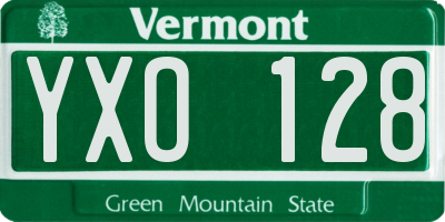 VT license plate YXO128