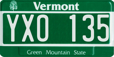 VT license plate YXO135