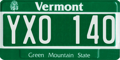VT license plate YXO140