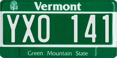 VT license plate YXO141
