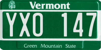 VT license plate YXO147