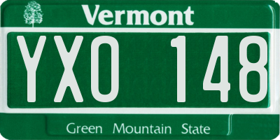 VT license plate YXO148