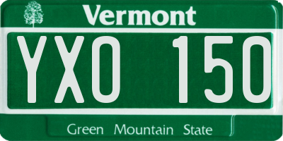 VT license plate YXO150
