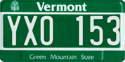 VT license plate YXO153