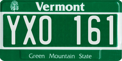 VT license plate YXO161