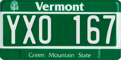 VT license plate YXO167