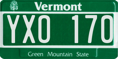 VT license plate YXO170