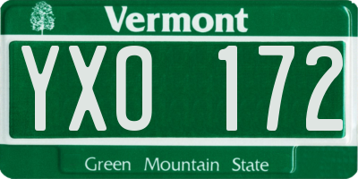 VT license plate YXO172