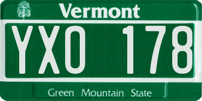 VT license plate YXO178