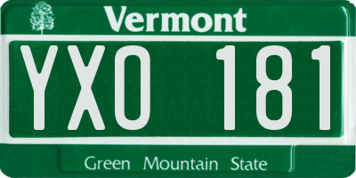VT license plate YXO181
