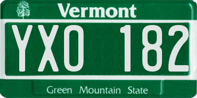 VT license plate YXO182
