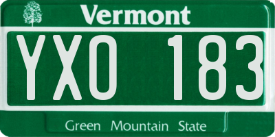 VT license plate YXO183