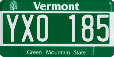 VT license plate YXO185