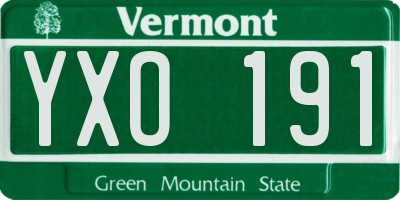 VT license plate YXO191
