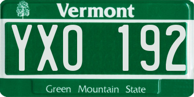 VT license plate YXO192