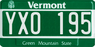 VT license plate YXO195