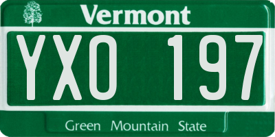 VT license plate YXO197