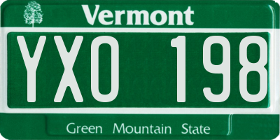 VT license plate YXO198