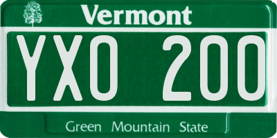 VT license plate YXO200