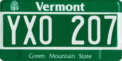 VT license plate YXO207