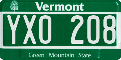 VT license plate YXO208
