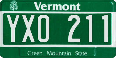 VT license plate YXO211