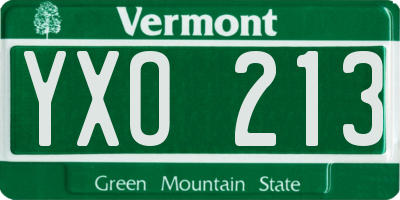 VT license plate YXO213