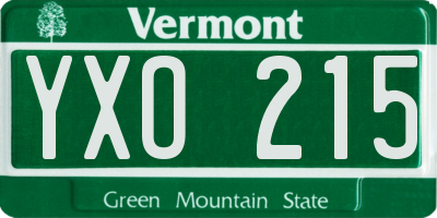 VT license plate YXO215