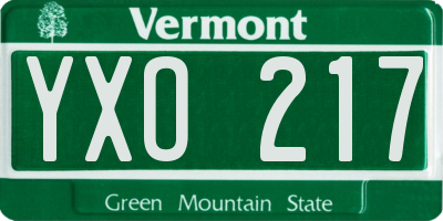 VT license plate YXO217