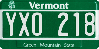 VT license plate YXO218