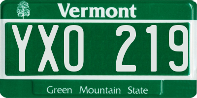VT license plate YXO219