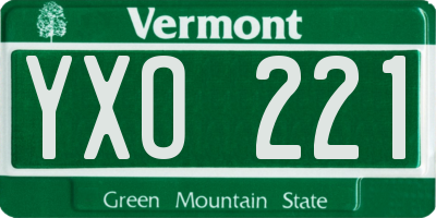 VT license plate YXO221