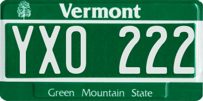 VT license plate YXO222
