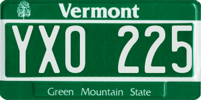 VT license plate YXO225