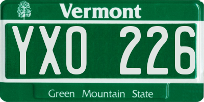 VT license plate YXO226