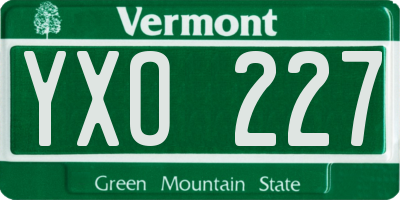 VT license plate YXO227