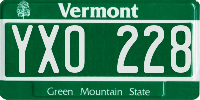 VT license plate YXO228