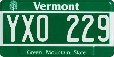 VT license plate YXO229