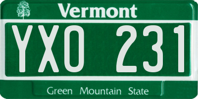 VT license plate YXO231