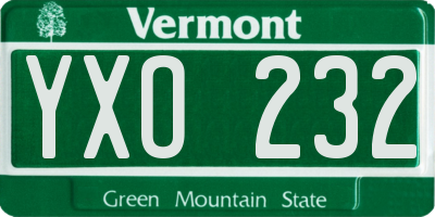 VT license plate YXO232