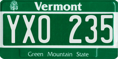 VT license plate YXO235