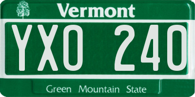 VT license plate YXO240
