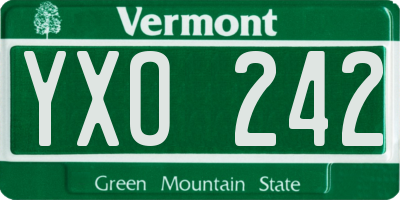 VT license plate YXO242