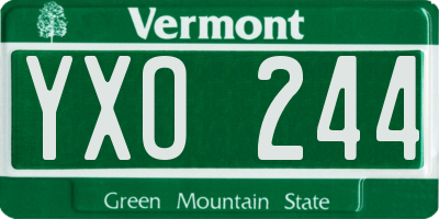 VT license plate YXO244