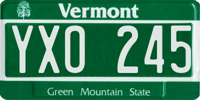 VT license plate YXO245
